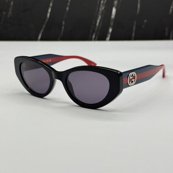 NEW GG1862S 004 GUCCI CAT EYE BLACK/BLUE WOMEN GUCCI SUNGLASSES - Picture 1 of 10